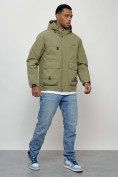 Купить Куртка молодежная мужская весенняя с капюшоном светло-зеленого цвета 708ZS, фото 11