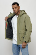Купить Куртка молодежная мужская весенняя с капюшоном светло-зеленого цвета 708ZS, фото 14