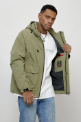 Купить Куртка молодежная мужская весенняя с капюшоном светло-зеленого цвета 708ZS, фото 15