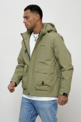 Купить Куртка молодежная мужская весенняя с капюшоном светло-зеленого цвета 708ZS, фото 2