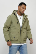 Купить Куртка молодежная мужская весенняя с капюшоном светло-зеленого цвета 708ZS, фото 3