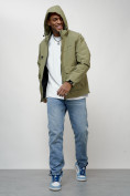 Купить Куртка молодежная мужская весенняя с капюшоном светло-зеленого цвета 708ZS, фото 7