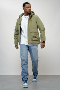 Купить Куртка молодежная мужская весенняя с капюшоном светло-зеленого цвета 708ZS, фото 8