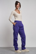 Купить Брюки утепленные спортивные с высокой посадкой женские зимние фиолетового цвета 7141F, фото 11