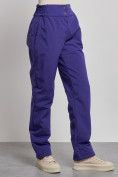 Купить Брюки утепленные спортивные с высокой посадкой женские зимние фиолетового цвета 7141F, фото 3