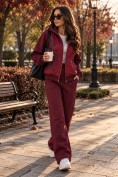 Купить Женский утеплённый спортивный костюм с начёсом бордового цвета 7170Bo