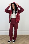 Купить Женский утеплённый спортивный костюм с начёсом бордового цвета 7170Bo, фото 6