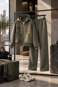 Купить Женский утеплённый спортивный костюм с начёсом цвета хаки 7170Kh, фото 3