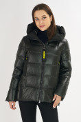 Купить Куртка зимняя big size болотного цвета 72117Bt, фото 6