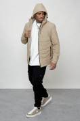 Купить Куртка молодежная мужская весенняя с капюшоном бежевого цвета 7302B, фото 10