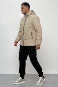 Купить Куртка молодежная мужская весенняя с капюшоном бежевого цвета 7302B, фото 13