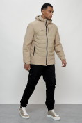 Купить Куртка молодежная мужская весенняя с капюшоном бежевого цвета 7302B, фото 14