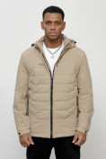 Купить Куртка молодежная мужская весенняя с капюшоном бежевого цвета 7302B, фото 3