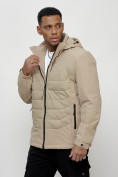 Купить Куртка молодежная мужская весенняя с капюшоном бежевого цвета 7302B, фото 4