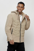 Купить Куртка молодежная мужская весенняя с капюшоном бежевого цвета 7302B, фото 5