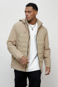 Купить Куртка молодежная мужская весенняя с капюшоном бежевого цвета 7302B, фото 8