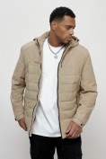 Купить Куртка молодежная мужская весенняя с капюшоном бежевого цвета 7302B, фото 9