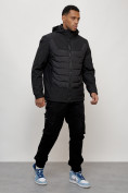 Купить Куртка молодежная мужская весенняя с капюшоном черного цвета 7302Ch, фото 12
