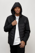 Купить Куртка молодежная мужская весенняя с капюшоном черного цвета 7302Ch, фото 5
