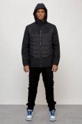 Купить Куртка молодежная мужская весенняя с капюшоном черного цвета 7302Ch, фото 8