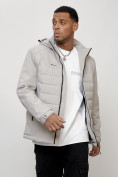Купить Куртка молодежная мужская весенняя с капюшоном светло-серого цвета 7302SS, фото 13