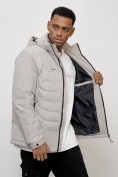 Купить Куртка молодежная мужская весенняя с капюшоном светло-серого цвета 7302SS, фото 14