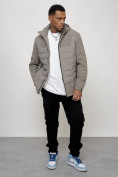 Купить Куртка молодежная мужская весенняя с капюшоном серого цвета 7302Sr, фото 10
