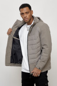 Купить Куртка молодежная мужская весенняя с капюшоном серого цвета 7302Sr, фото 14