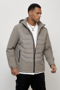 Купить Куртка молодежная мужская весенняя с капюшоном серого цвета 7302Sr, фото 7