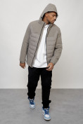 Купить Куртка молодежная мужская весенняя с капюшоном серого цвета 7302Sr, фото 9