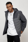 Купить Куртка молодежная мужская весенняя с капюшоном темно-серого цвета 7302TC, фото 10