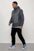 Купить Куртка молодежная мужская весенняя с капюшоном темно-серого цвета 7302TC, фото 2