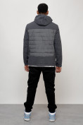 Купить Куртка молодежная мужская весенняя с капюшоном темно-серого цвета 7302TC, фото 4