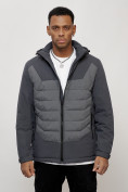 Купить Куртка молодежная мужская весенняя с капюшоном темно-серого цвета 7302TC, фото 5