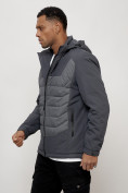 Купить Куртка молодежная мужская весенняя с капюшоном темно-серого цвета 7302TC, фото 6