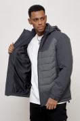 Купить Куртка молодежная мужская весенняя с капюшоном темно-серого цвета 7302TC, фото 8