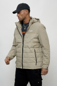 Купить Куртка молодежная мужская весенняя с капюшоном бежевого цвета 7306B, фото 12