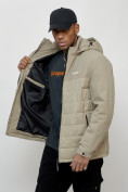 Купить Куртка молодежная мужская весенняя с капюшоном бежевого цвета 7306B, фото 14