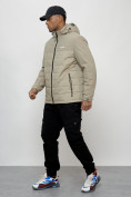 Купить Куртка молодежная мужская весенняя с капюшоном бежевого цвета 7306B, фото 2