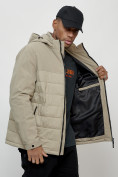 Купить Куртка молодежная мужская весенняя с капюшоном бежевого цвета 7306B, фото 5