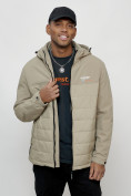 Купить Куртка молодежная мужская весенняя с капюшоном бежевого цвета 7306B, фото 7