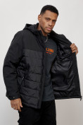 Купить Куртка молодежная мужская весенняя с капюшоном черного цвета 7306Ch, фото 11