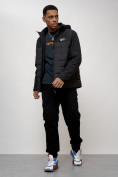 Купить Куртка молодежная мужская весенняя с капюшоном черного цвета 7306Ch, фото 14