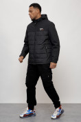 Купить Куртка молодежная мужская весенняя с капюшоном черного цвета 7306Ch, фото 4