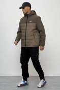 Купить Куртка молодежная мужская весенняя с капюшоном коричневого цвета 7306K, фото 11