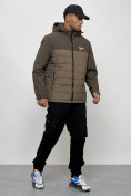 Купить Куртка молодежная мужская весенняя с капюшоном коричневого цвета 7306K, фото 12