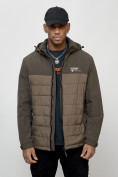 Купить Куртка молодежная мужская весенняя с капюшоном коричневого цвета 7306K, фото 14