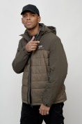 Купить Куртка молодежная мужская весенняя с капюшоном коричневого цвета 7306K, фото 15