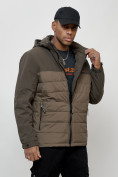 Купить Куртка молодежная мужская весенняя с капюшоном коричневого цвета 7306K, фото 3