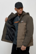 Купить Куртка молодежная мужская весенняя с капюшоном коричневого цвета 7306K, фото 4